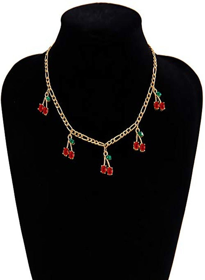 ALAIX Women's Gold Chain Necklace Gold Chain Choker Necklace with Cherry Pendant for Women Teen Girls - Image 3